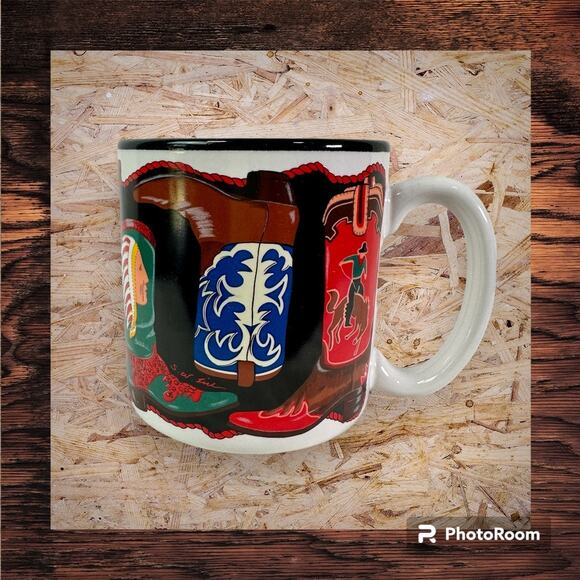 Potpourri Press VTG 1993 Two Steppin' Cowboy Western Ceramic Coffee Mug Korea - Picture 1 of 9
